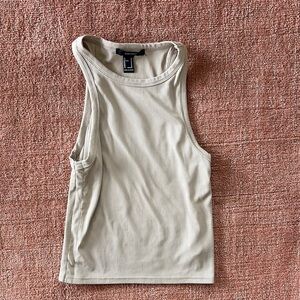 Beige Ribbed Tank Top